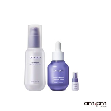 【ampm牛爾】10%神經醯胺精華30ml+5%神經醯胺輕盈乳100ml+贈機能水30ml(修護/保濕)