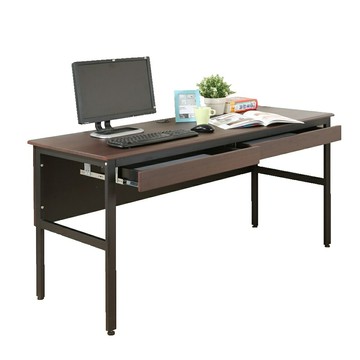 《DFhouse》頂楓150公分電腦辦公桌+2抽屜-胡桃色