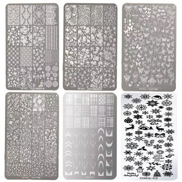 🎀台灣出貨🎀 美甲美人魚尾印花鋼板熊貓竹子海洋風氣泡紋轉印圖案透明矽膠印章