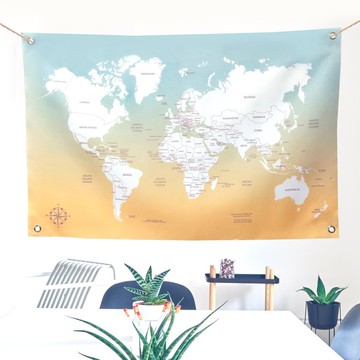 【客製】出國旅遊 世界地圖掛布 名字訂製