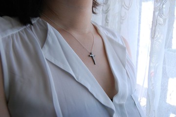 和平十字架-木紋(銀項鍊)