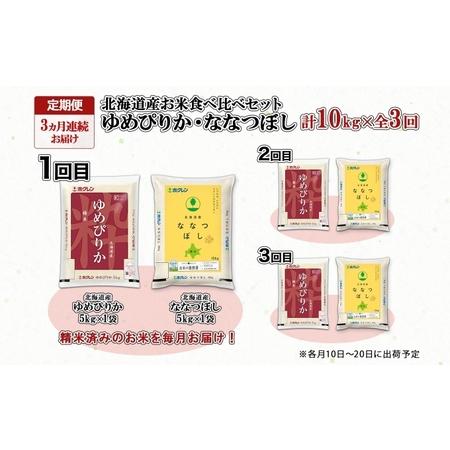 ふるさと納税 定期便 3ヵ月連続3回 北海道産 ゆめぴりか ななつぼし 食べ比べ セット 精米 5kg 各1袋 計10kg 米 特A 白米 お取り寄せ ごはん .. 北海道倶知安町