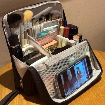 可折疊筆袋化妝包分格立式手提大容量2025年新款便攜式旅行收納包