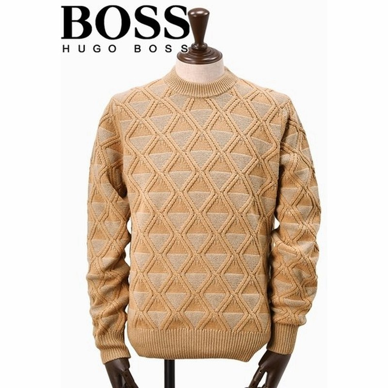 ヒューゴボス Hugoboss メンズブランド モックネック ケーブルニット クルーネック ミドルゲージ Mixベージュカラー コットンウールセーター スリム 通販 Lineポイント最大0 5 Get Lineショッピング