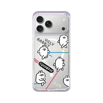 iPhone 17 Pro Max ClearX (MagSafe 兼容) 夢透紫 - Ugly Rabbit 醜白兔 - 醜白兔的精彩人生
