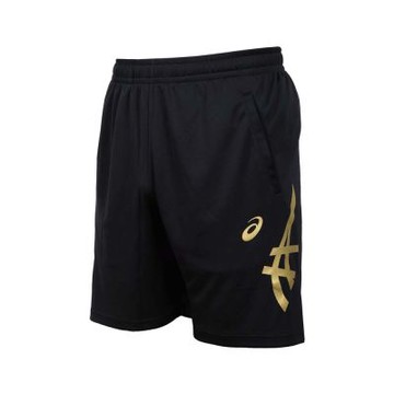ASICS 男排球短褲-台灣製 五分褲 訓練 運動 2053A139-007 黑金