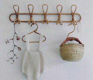 韓國手工真藤衣架質樸感復古藤編壁掛鉤玄關兒童房服裝店衣帽掛