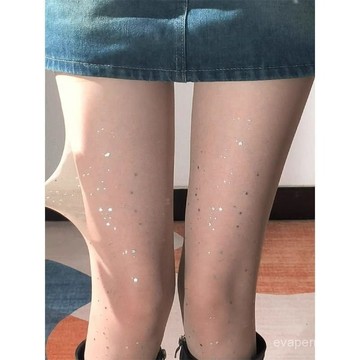 🍀臺灣出貨🍀白絲襪夏季薄款bling亮片閃光少女辣妹閃鑽純慾性感星星點連褲襪禮物