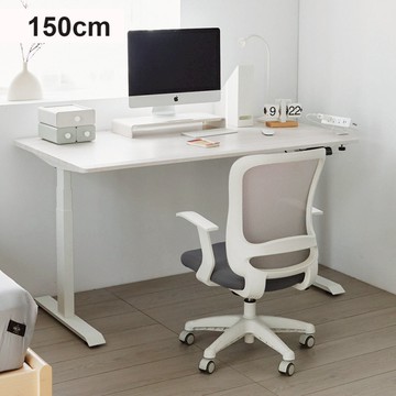 完美主義升級版電動三節式升降桌150X80 香草白楓木+黑腳