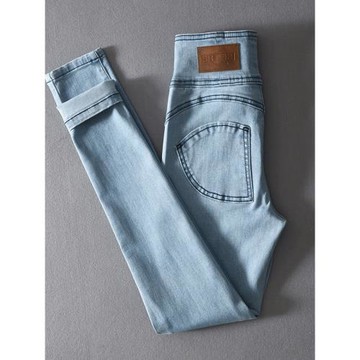 太空絲高腰牛仔褲女秋冬加絨2025新款彈力緊身性感蜜桃臀小腳長褲