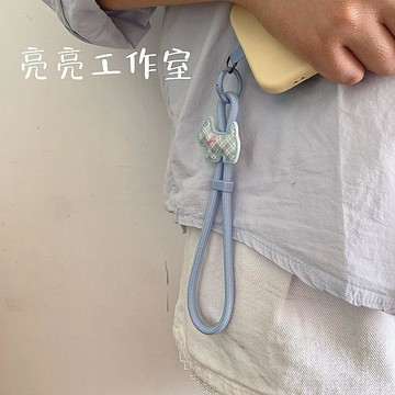 高顏值手機掛繩 手機防丟掛繩 外出必備可愛卡通糖果色條紋小狗手機短掛繩防摔可調節手腕繩ccd相機掛鏈 手機背帶 手機吊繩