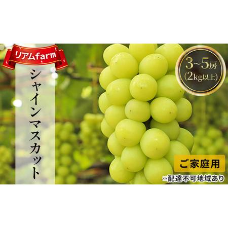 ふるさと納税 ぶどう 2024年 先行予約 ご家庭用 シャインマスカット 3〜5房（2kg以上）リアム farm 岡山県産 葡萄 果物 フルーツ 岡山県里庄町