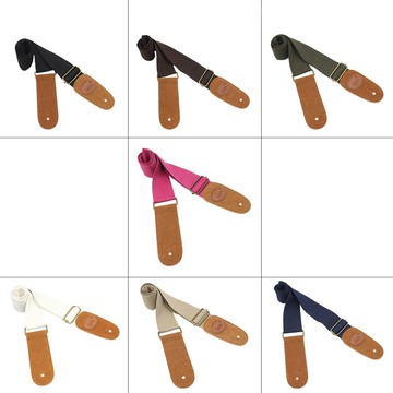 Winn IRIN 可調節腰帶編織棉吉他背帶,帶皮革末端,適用於電聲民謠吉他舒適耐用