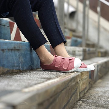 西班牙帆布鞋 CIENTA 78997 52 粉紅色 經典布料 大人 魔鬼氈