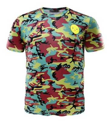 FINDSENSE Z1 日系 流行 男 時尚 迷彩 笑臉圖案 短袖T恤 特色短T