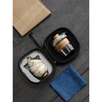 哥窯冰裂蓋碗功夫茶杯高檔陶瓷泡茶碗復古手繪快客杯戶外旅行茶具