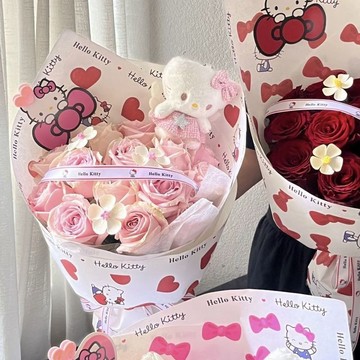 💖交換禮物畢業花【成品】HelloKitty永生花束凱蒂貓花束送媽媽女友生日禮物紀念日_.shiting