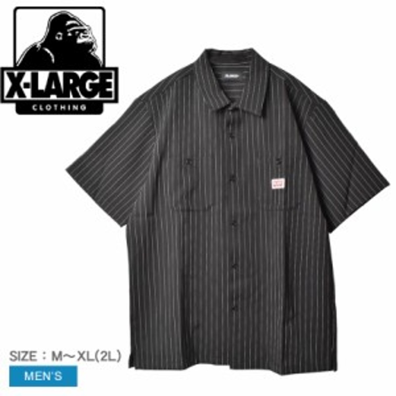 エクストララージ 半袖シャツ メンズ S/S STRIPE WORK SHIRT ブラック