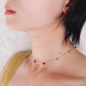 //隔壁有小姐// 14KGP 剛玉_14吋 頸鍊_ Eliza