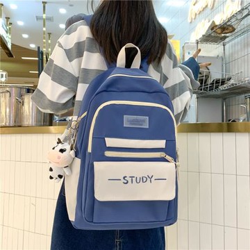 書包女小學生初中高中生背包日系ins簡約帆布撞色大學生雙肩包潮