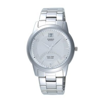 CASIO 時尚彈跳男錶-圓-白-BEM-104D-7AVDF