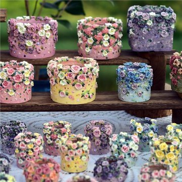 AY阿瑤精品立體鈴蘭玫瑰花可愛小女孩圓方口拇指透氣多肉花盆