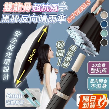 🏆【清SALE】雙龍骨反光反向摺疊自動晴雨傘(現貨附發票)反光反向自動傘/雙龍骨自動傘/反向傘/雨傘/陽傘/折疊傘/防風