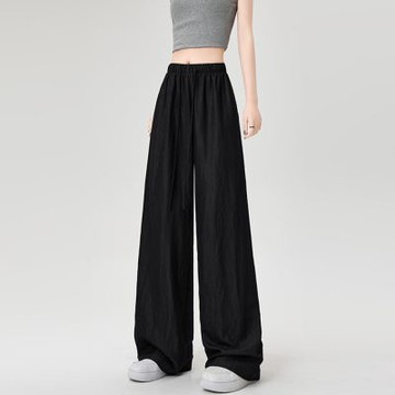 [米蘭精品] 現貨+預購 女高腰冰絲長褲天絲寬褲顯瘦薄款垂感直筒褲休閒西裝褲-寬鬆垂墜山本褲4色74ls1