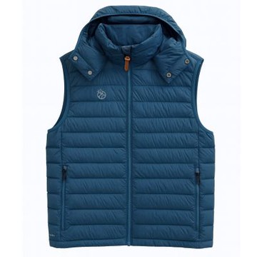 【WILDLAND荒野】男700FP可拆帽輕暖羽絨背心225霧青色