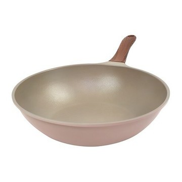 [福利商品]22-5_kitchen-art-木柄鑽石級深型炒鍋-28cm-淡粉色-1個