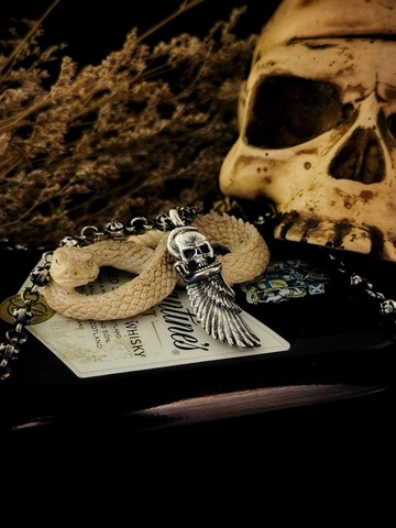 【骷髏系列】光與暗/骷髏/天使翅膀/蛇/單墜/純銀