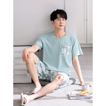 睡衣男士夏季莫代爾短袖短褲男款夏天薄款冰絲夏款大碼套頭家居服