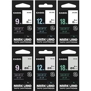 ds-2218597 カシオ CASIO ネームランド NAME LAND スタンダードテープセット 9・12・18mm XR-TAPE-SET1 1セット(6個:各サイズ2個)