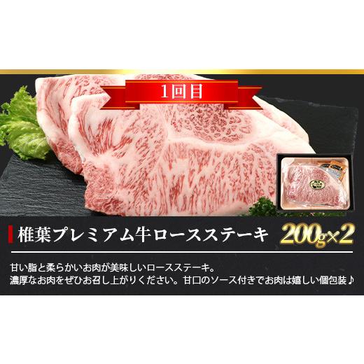 ふるさと納税 宮崎県 椎葉村 総重量800g！椎葉プレミアム牛ステーキ定期便≪サーロインステーキ・ロースステーキ≫