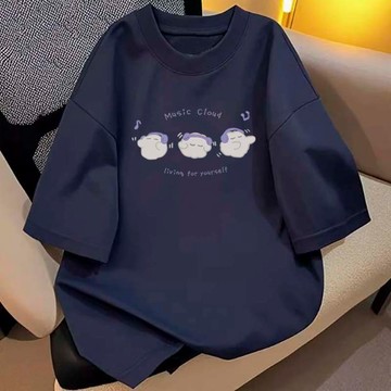 【飯團】 寬鬆 衣 韓系衣服 ins 風衣服 顯瘦 女生短袖印花 t恤 100%純棉 美式復古上 原宿风 純色 韓版