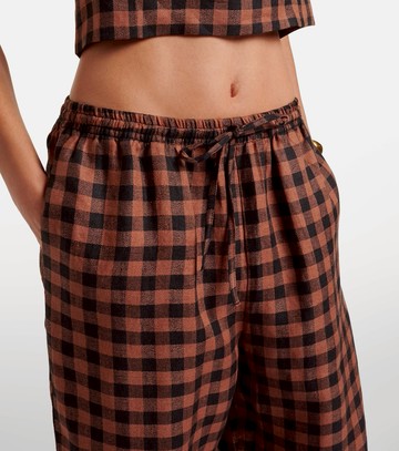 Asceno Checked linen wide-leg pants
