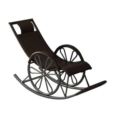 搖搖椅陽臺懶人家用休閑躺椅戶外庭院老人午睡簡約逍遙藤編腳黃一[010209DD]