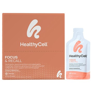HealthyCell, 專注和回憶幫助，桃子菠蘿味，30 個凝膠包，每包 0.84 液量盎司（25 毫升）