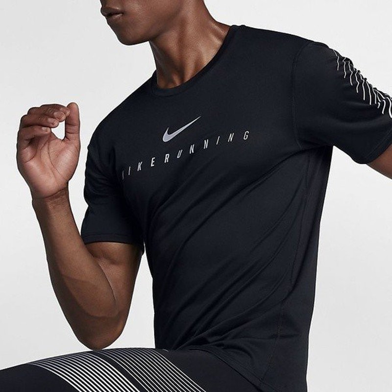 Nike ナイキ ランニング メンズ半袖tシャツ ナイキ フラッシュ マイラー シーズナル グラフィック S S トップ 010 メンズ ブラック リフレクテ 通販 Lineポイント最大0 5 Get Lineショッピング