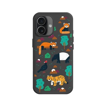 iPhone 17 SolidX 黑 - RHINOSHIELD X Taipei Zoo - 亞洲區插畫（小貓熊、越南鷴、馬來虎、馬來貘）