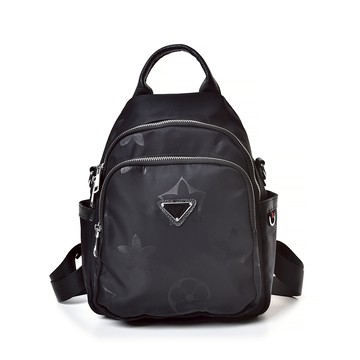 BOZO伯樂-歐美時尚防潑水緹花防水布後背包(防水包 時尚黑)