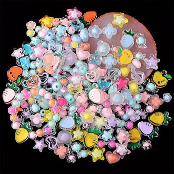 台灣出貨 亞克力珠中珠散珠透明內彩珠手工diy髮繩手鍊串珠配件