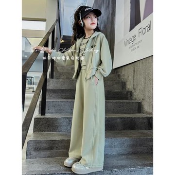 韓國女童衛衣套裝春秋2025新款洋氣兒童運動休閑褲炸街大童三件套