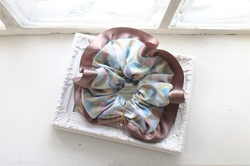 閃耀萬花筒－暖灰－原創印花手作【大腸髮圈】髮束