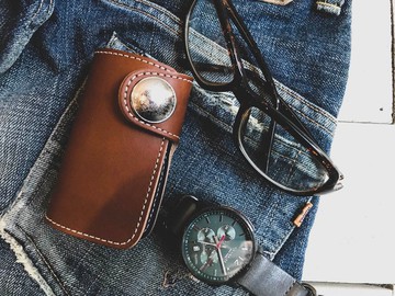 TWO FOLD 成人雙色兩折鑰匙包可上班使用 卡片收納OK TFK-BN-WSi