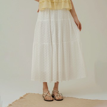 滿版花花刺繡蛋糕長裙