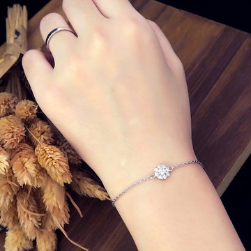 ART64 藤花桂冠  純銀手鍊 花朵 (白K金色款)