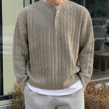 【巴黎精品】針織衫長袖T恤-圓領麻花高級感男上衣3色a1io53