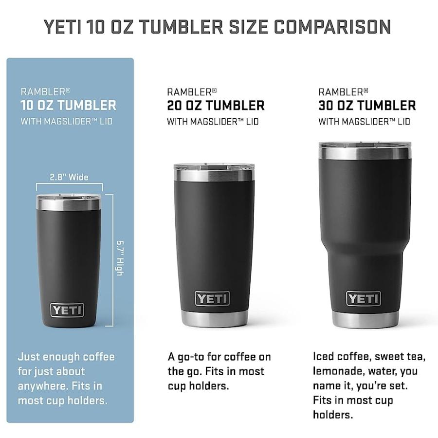 YETI RAMBLER 10 OZ TUMBLER, STAINLESS STEEL, VACUUM INSULATED WITH MAGSLIDER LID, BLACK