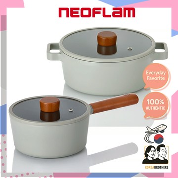 NEOFLAM Fika 儲備鍋 18cm 22cm │ 不粘 Xtrema 陶瓷塗層 │ 矽膠邊框玻璃蓋